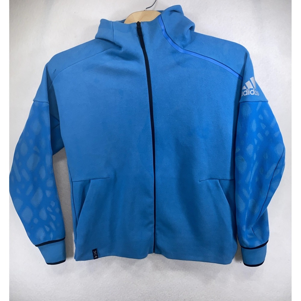 Adidas Messi ZNE Anthem Hoodie Blue Full Zip Soccer Warmup Athletic Men XL C88